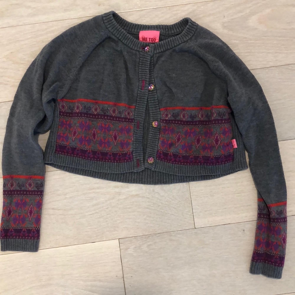 Me Too cropped cardigan. Sz 5. Charcoal.